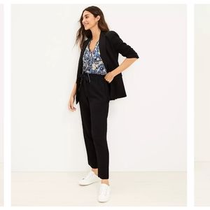 Womens Loft linen ankle pant all black with waist tie size 6p